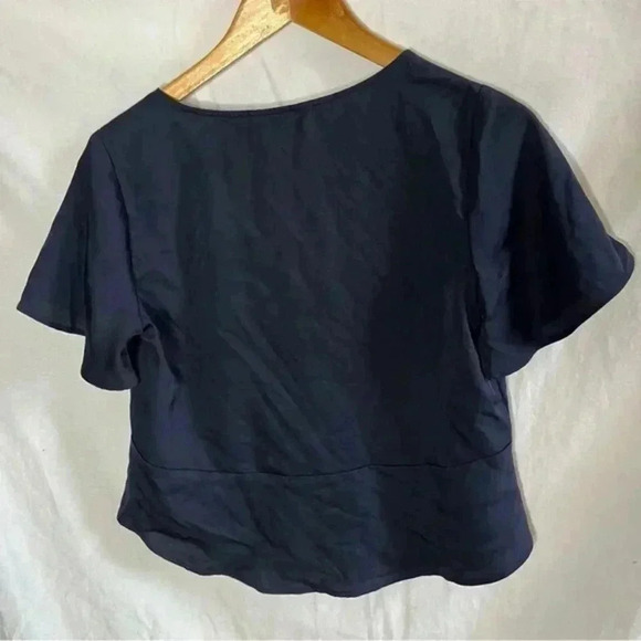 Express navy blue xs peplum top v neck - Picture 4 of 4